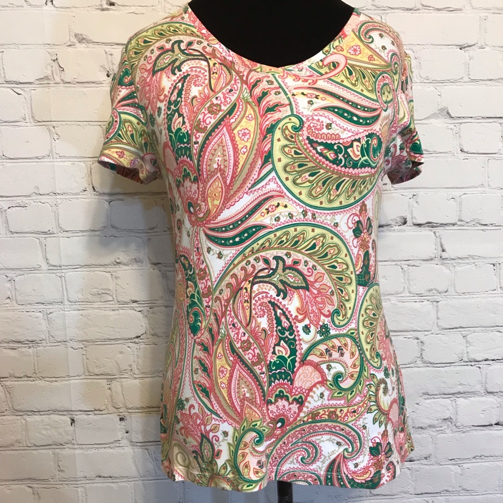 Croft & Barrow Paisley Print V-neck Tee Shirt
